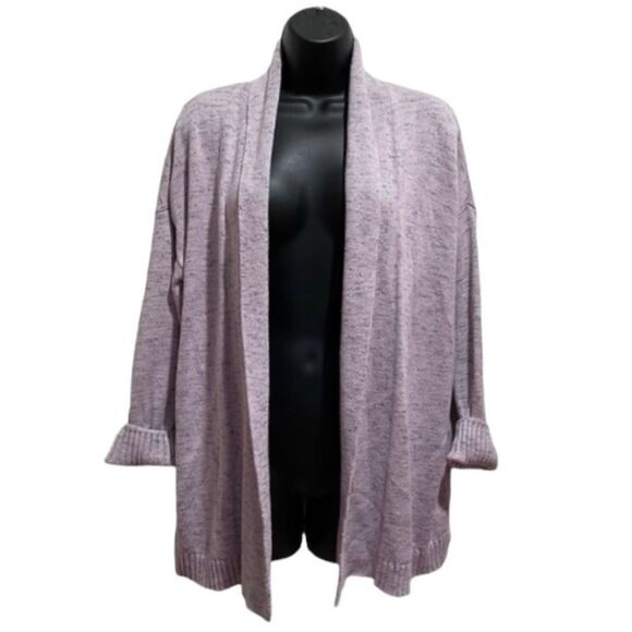 J. Jill Sweaters - J Jill Wearever Long Line Cardigan Open Front Marled Lavender Sz M Petite